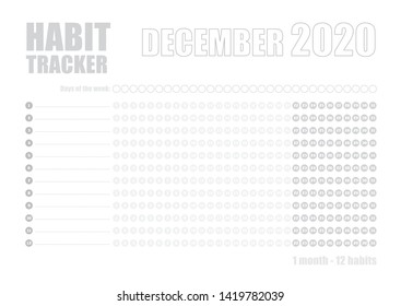 Printable blank A4 size sheet of Habit tracker template