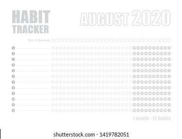Printable blank A4 size sheet of Habit tracker template