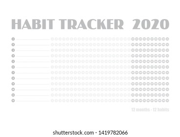 Printable blank A4 size sheet of Habit tracker template