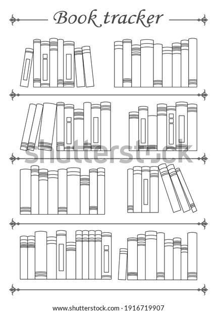 Printable Book Tracker Many Books On Stock Vector Royalty Free