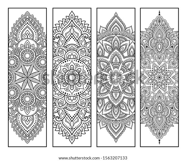 Printable Bookmark Book Coloring Set Black Stock Vector (Royalty Free ...