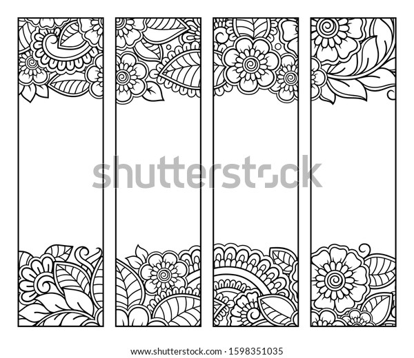 printable bookmark book coloring set black stock vector royalty free 1598351035 shutterstock