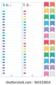 Printable boxes,half boxes,long flags and small flags , in flat colors for planners, Printable to do sheets.Size 1,5''x1,9'''' for the box and 0,7''x0,8'' for the small flags.fits Erin Condren Planner