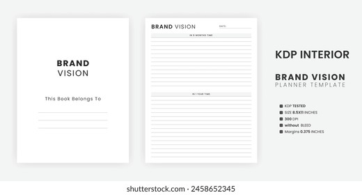 Printable Brand Vision planner Template Letter Size kdp interior Instant Download 