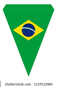 Printable Brazil Party Banner Triangular Pennant Vector Template. Official Brazilian Flag Colors. Ready to Print or Laser Cut or Die Cut. A4 / US Letter Size Format. Horizontal Lozenge.