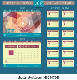 Printable calendar.  Design Desk Calendar 2017 Printable calendar. Printed version of the calendar. Printable calendar 2017. Office calendar 2017. New Year Calendar. Colorful calendar, organizer 2017
