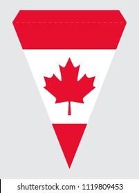 
Printable Canada Day Party Banner Triangular Pennant Vector Template. Official Canadian Flag Colors. Ready to Print or Laser Cut or Die Cut. US Letter Size Format.