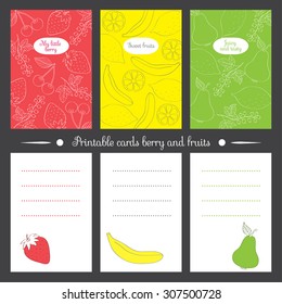 Printable cards berry and fruits.  	
You can print cards, notepads and a recording sheet.