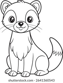 Printable cartoon ferret coloring page with adorable design great for kids creative fun