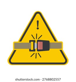 Printable caution label reminding to fasten seatbelt with click illustration, promoting safety, compliance, and secure travel in vehicles and transportation