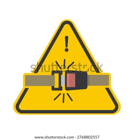 Printable caution label reminding to fasten seatbelt with click illustration, promoting safety, compliance, and secure travel in vehicles and transportation