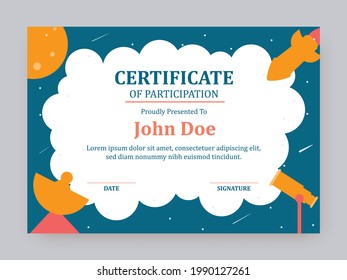 Printable Certificate Of Participation Award Template In Blue And White Color.