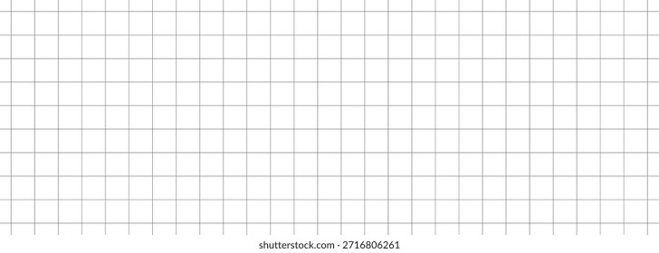 Printable checkered worksheet or page template. Seamless grid pattern for school notebook and office planner. Flat Vector illustration.
