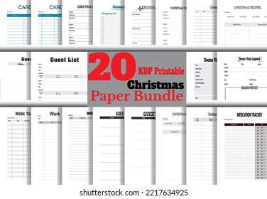 Printable Christmas Paper Bundle | 20 Unique KDP Design