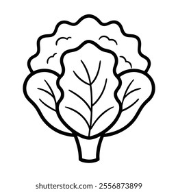 "Printable collard greens vector illustration in cartoon, clipart, and line art styles."
