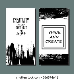 Printable Collection of Creative Freehand Cards. Hand Drawn Textures. Quote template.