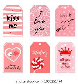 Printable collection Valentine's Day label in pink colors.
