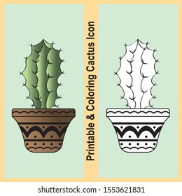Printable & Coloring Cactus Star Icon