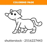 Printable coloring page of cute cartoon dingo dog line art animal worksheet