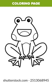 Printable coloring page of cute cartoon jumping frog line art animal worksheet