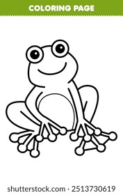 Printable coloring page of cute cartoon frog line art animal worksheet