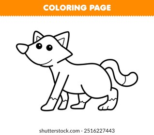 Printable coloring page of cute cartoon dingo dog line art animal worksheet