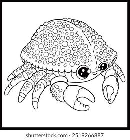 Printable coloring page of cute cartoon Crab line art  
