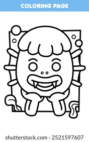 Página para colorear imprimible de lindo monstruo de agua de dibujos animados línea de retrato de arte de halloween hoja de cálculo