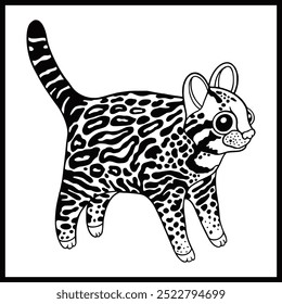 Printable coloring page of cute cartoon baby Leopard line art 