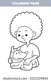 Druckbare Malvorlage von niedlichen Cartoon Tierarzt Linie Kunst Beruf Arbeitsblatt