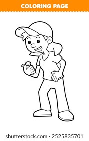 Printable coloring page of cute cartoon training coach line art profession worksheet