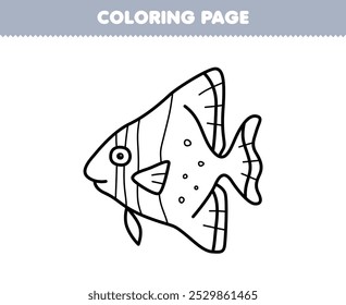 Printable coloring page of cute cartoon bat fish line art underwater worksheet