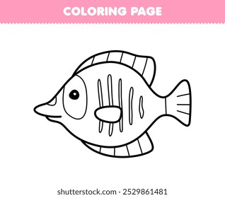 Printable coloring page of cute cartoon butterfly fish line art underwater worksheet