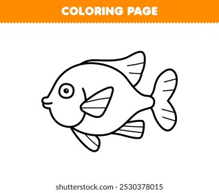 Página de coloração imprimível de charme garibaldi peixe linha arte subaquática planilha