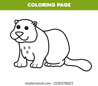 Printable coloring page of cute cartoon sea otter line art underwater worksheet