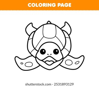 Printable coloring page of cute cartoon turtle line art underwater worksheet