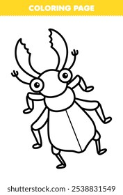 Printable coloring page of cute cartoon beetle line art bug worksheet