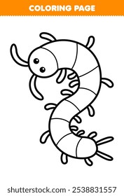 Printable coloring page of cute cartoon centipede line art bug worksheet