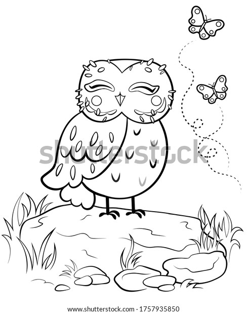 Printable Coloring Page Outline Cute Cartoon: wektor stockowy (bez ...