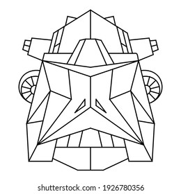 Printable coloring page with robot face pattern. Squared vector art in EPS 8