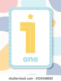Printable colourful educational number flashcard. vector illustration