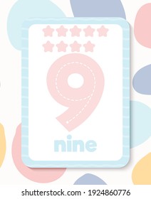 Printable colourful educational number flashcard. vector illustration