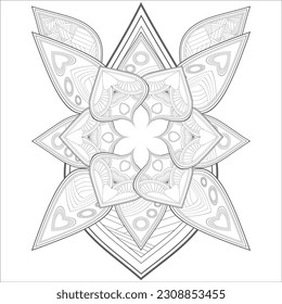 Printable Colouring Page for Adult for Fun and Relaxation. Hand Drawn Sketch for Adult Anti Stress. Decorative Abstract Flowers in Black Isolated on White Background.-vector