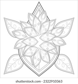 Printable Colouring Page for Adult for Fun and Relaxation. Hand Drawn Sketch for Adult Anti Stress. Decorative Abstract Flowers in Black Isolated on White Background.-vector