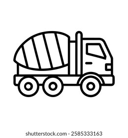 "Printable concrete mixer truck icon for construction themes, digital graphics, or engineering designs."







