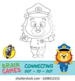 printable connecting the dots games for preschool children learning supply, brain games a lion policeman