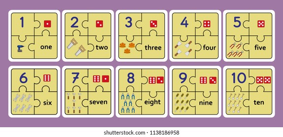 printable counting puzzles number strip puzzle stock vector royalty free 1138186958 shutterstock