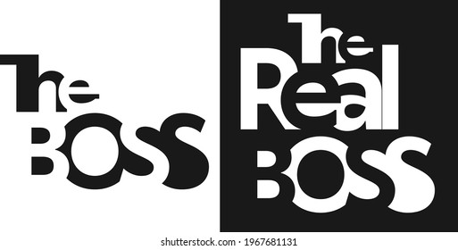 Printable Couple T shirt design vector_the Bos and Real BOSS black and white