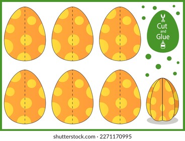 Printable craft template cut and glue paper 3d Easter egg. Vector kids game. DIY papercraft toys. Activity worksheet for children. 