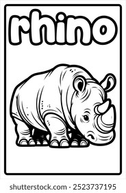 Printable Cute Animal Coloring Pages for Kids Educational Fun Easy Designs Rhino